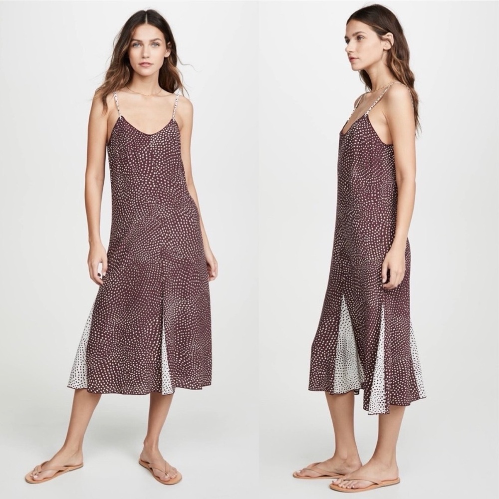 NWT Rag & Bone Dirdre Polka Dot Midi Dress Wine